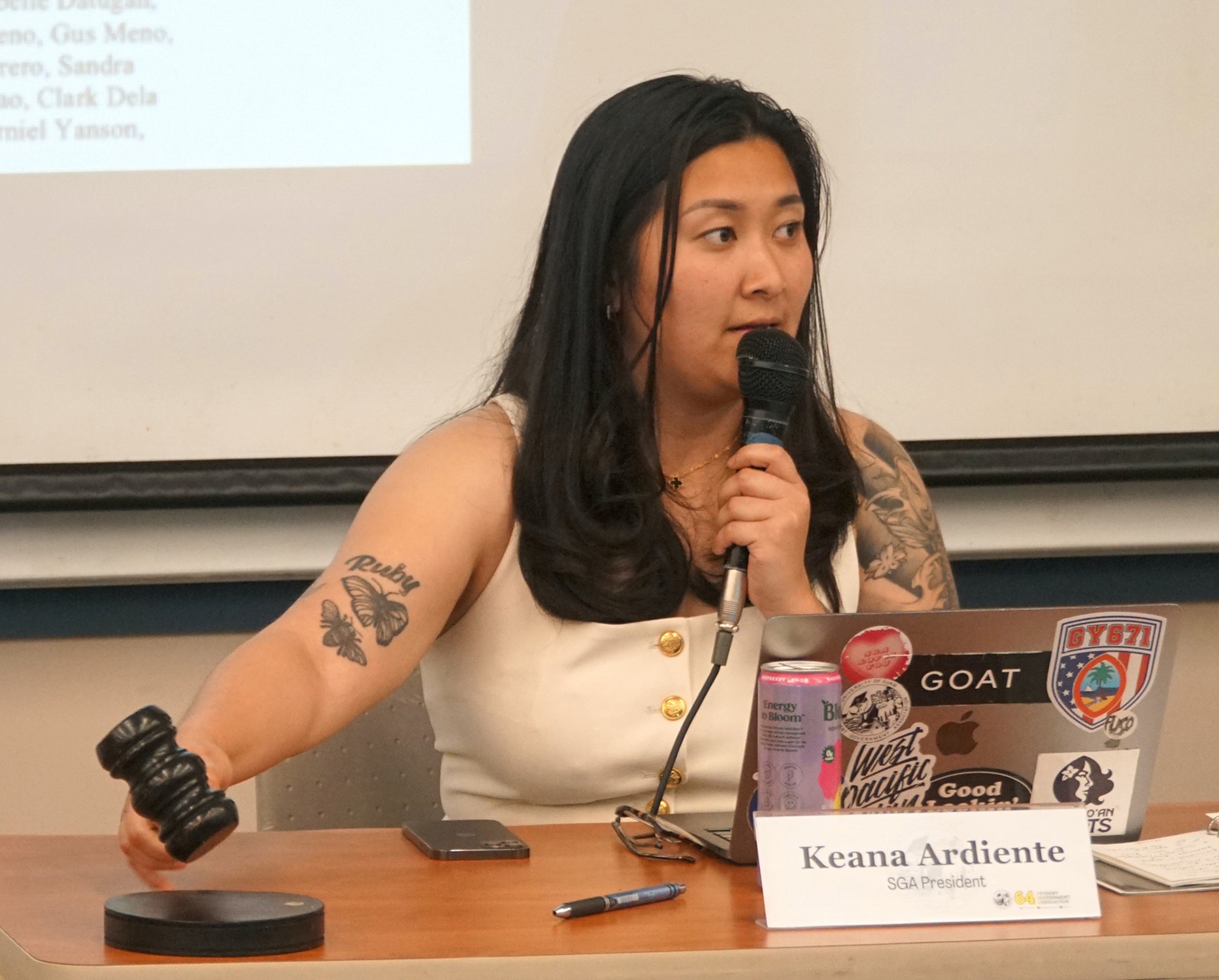 Keana Ardiente holding a gavel