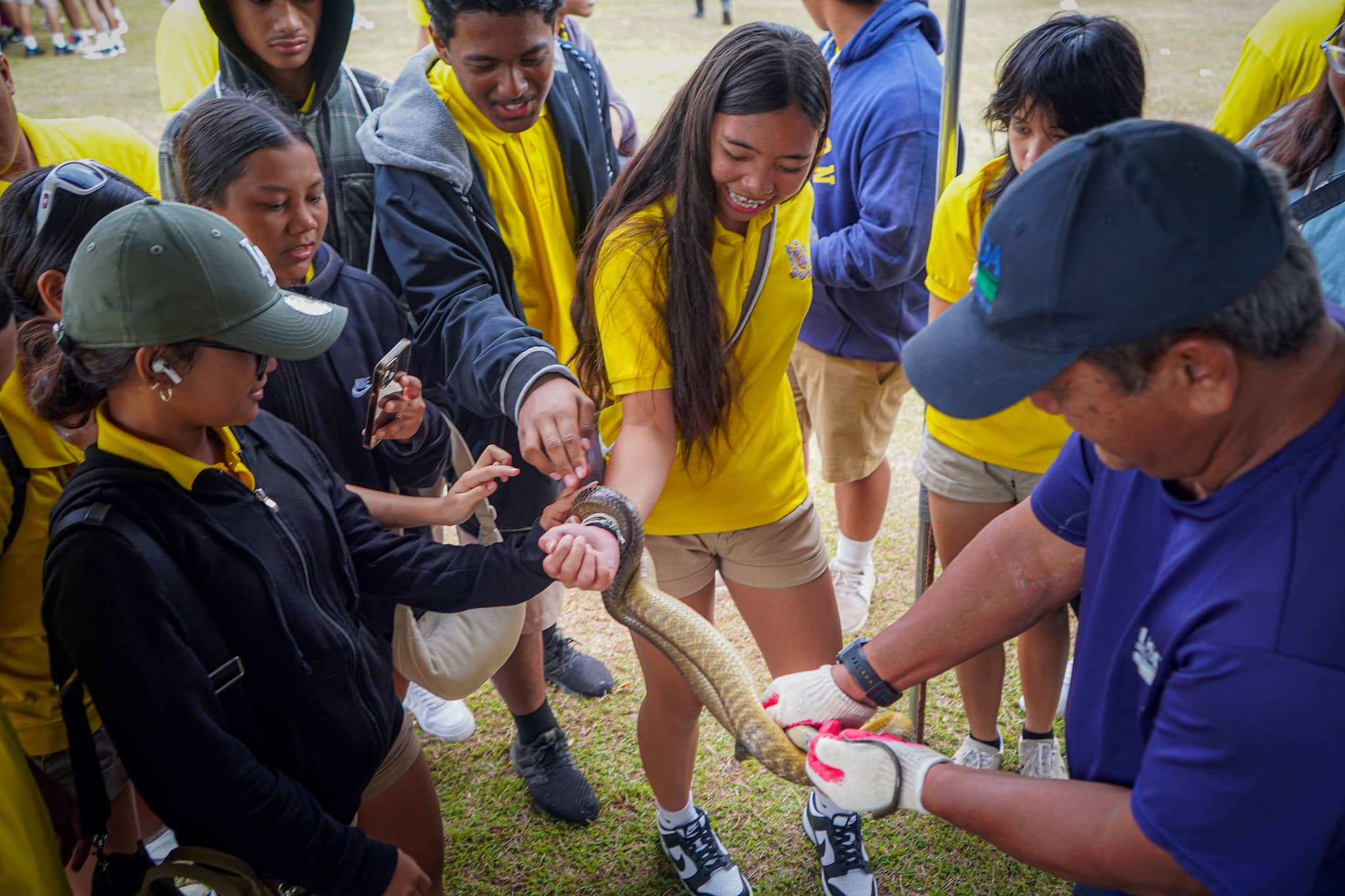 Students learn about brown tree snakes