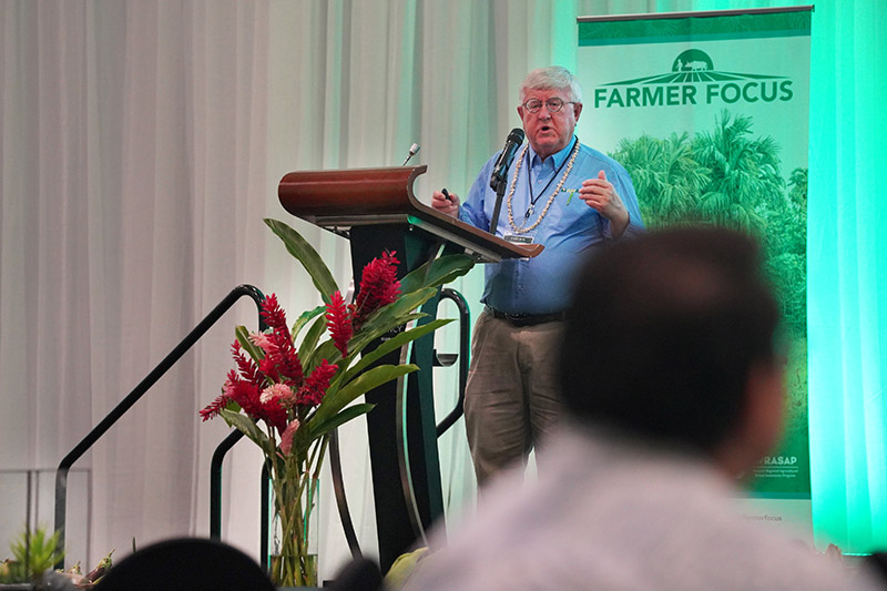 Photo of Bill Field speaking at Guam's AgrAbility conference