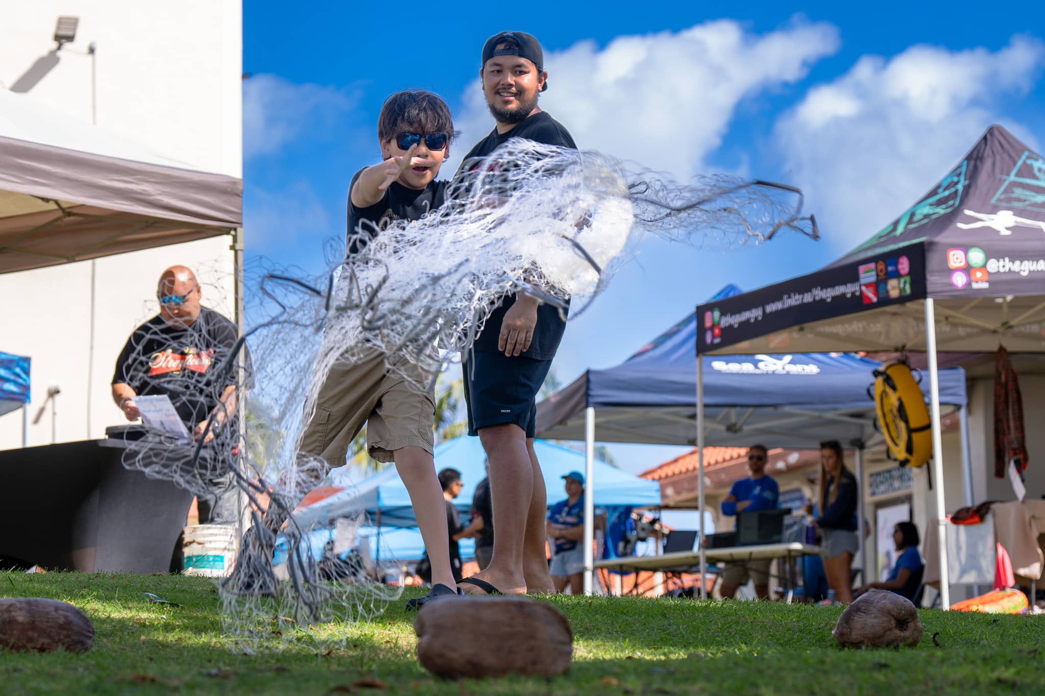 Talaya fisherman, or talayeru, Shayne Root led several demonstrations and taught attendees of Fish Fest the art and form of Talaya throwing.  According to Root, the art of the talayeru has been handed down to him within his family.   