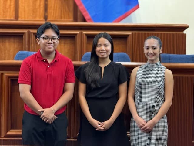 Three University of Guam accounting students won the Association of Government Accountants 2024 Government Finance Case Challenge. From left to right: Albin Tinoso, Katelyn Villa, and Ilaria Williams-Dueñas.