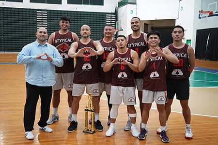 Team Atypical got off to a slow start on Tuesday night at the UOG Calvo Field House but finished strong to capture the title in the Triton Men's Basketball League with a 93-78 victory over the KFC Bombers.