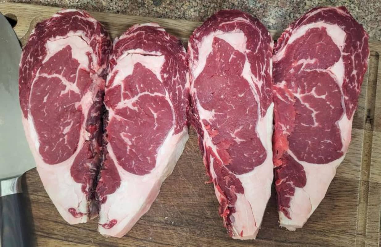 Prepared dry aged steaks
