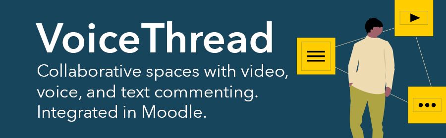 Graphic: VoiceThread allows collaborative spaces with vide, voice, and text commenting.