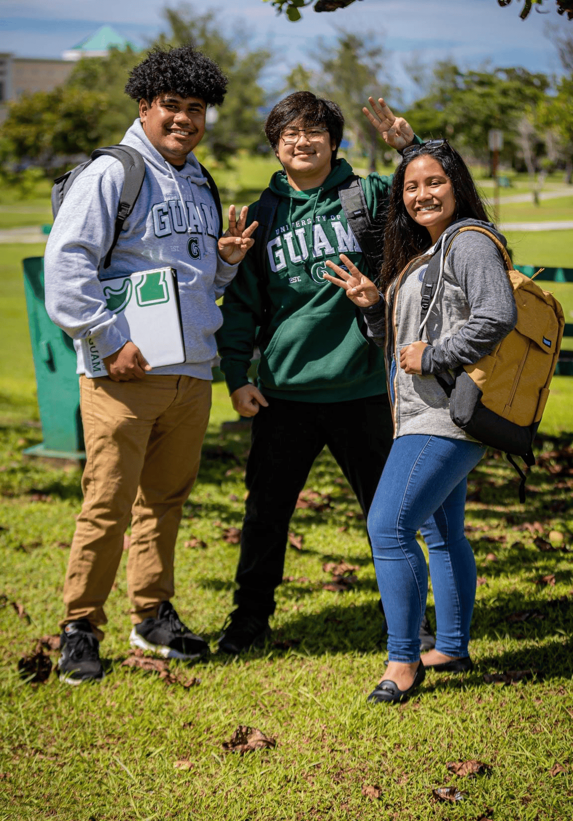 3 Triton students wearing Triton gear